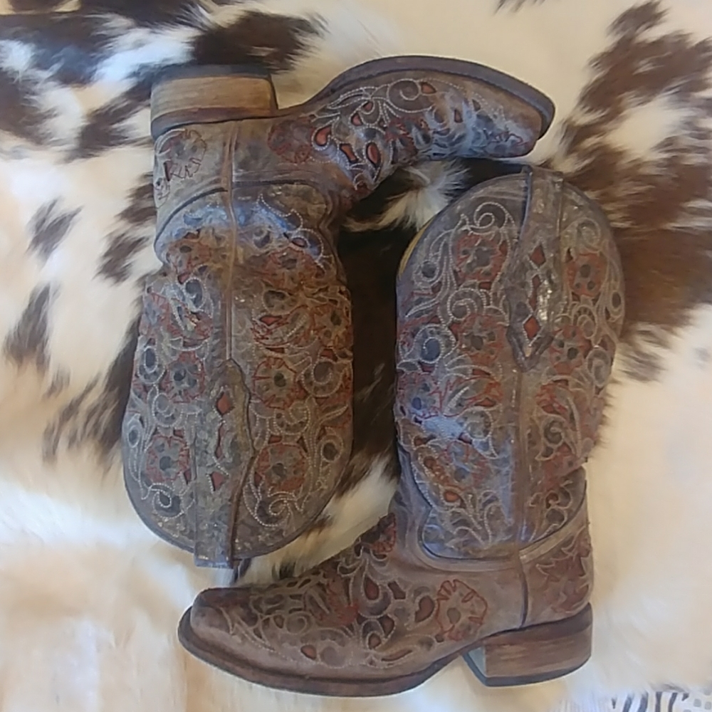 Corral Tooled Leather Western Cowboy boots